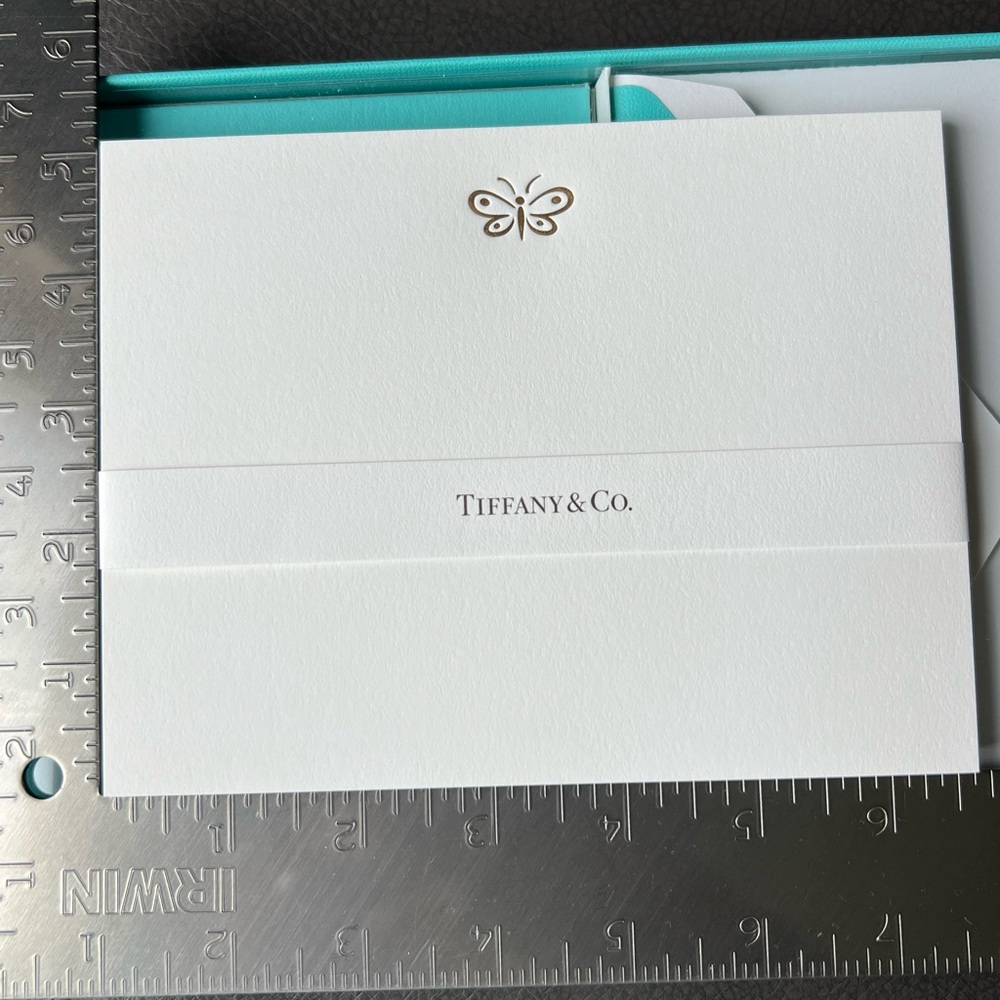 Tiffany & Co. Flat Note Cards with Gold Tone Butterfly & Matching Envelopes - Picture 5 of 6